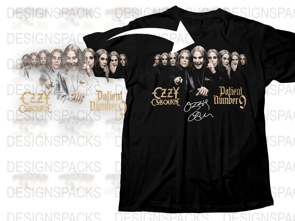 Ozzy Osbourne T-Shirt, Black Sabbath Rock Band Tee, Patient Number 9 Graphic, Signature Merchandise