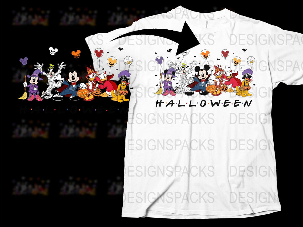Disney Halloween T-Shirt, Cartoon Characters Trick or Treat Costume Party Tee, Family Friendly Holiday Apparel