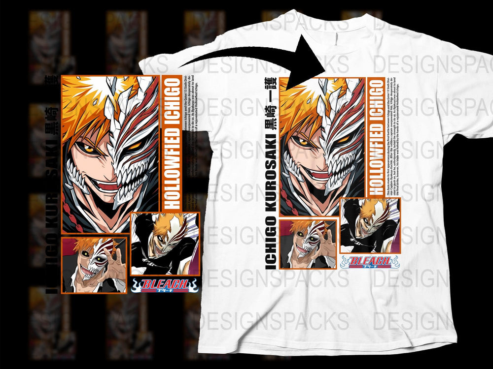 Anime Character Manga Graphic T-Shirt, Hollowfied Design, Unisex Cotton Tee, Casual Streetwear, Fan Apparel Gift