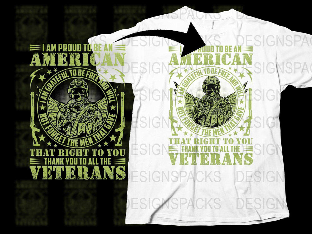 Patriotic American Veteran T-Shirt, Thankful To Be Free, Military Appreciation Tee