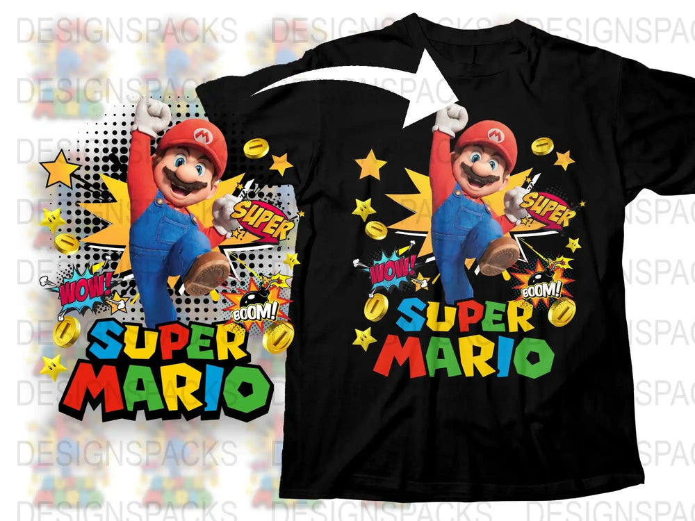 Super Mario Graphic T-Shirt, Vintage Video Game Tee, Colorful Retro Gamer Shirt, Unisex Kids and Adult Sizes Available