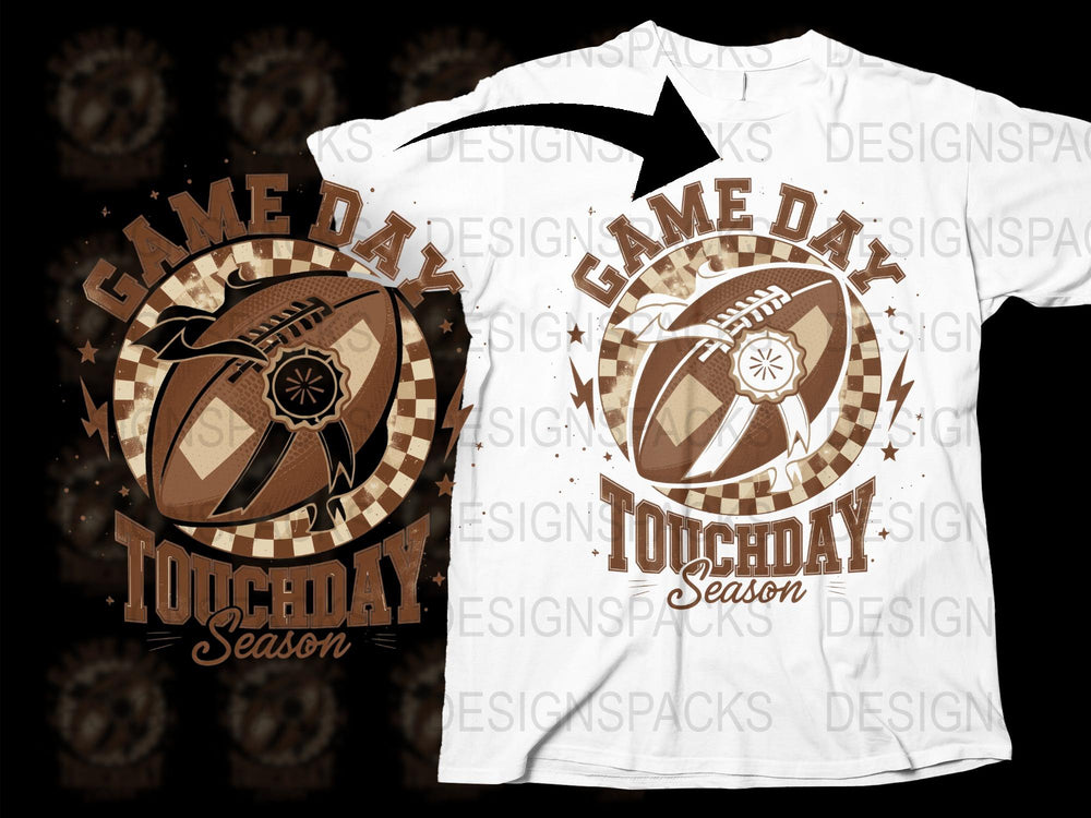 Game Day Touchdown Season T-Shirt, Football Graphic Tee, Sports Fan Apparel, Unisex White Shirt
