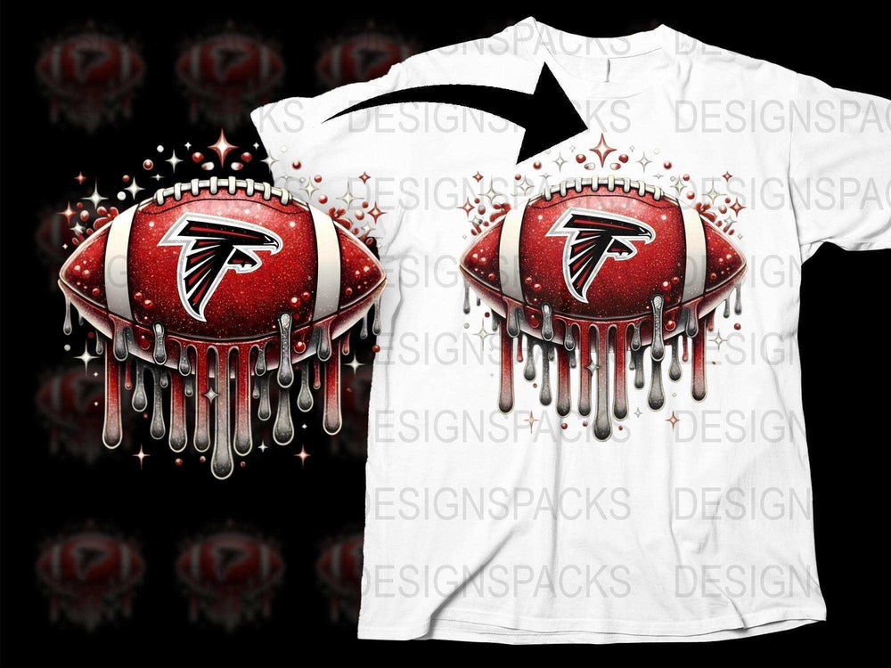 Atlanta Falcons Dripping Logo T-Shirt, Red and White Graphic Tee, NFL Football Team Fan Merchandise