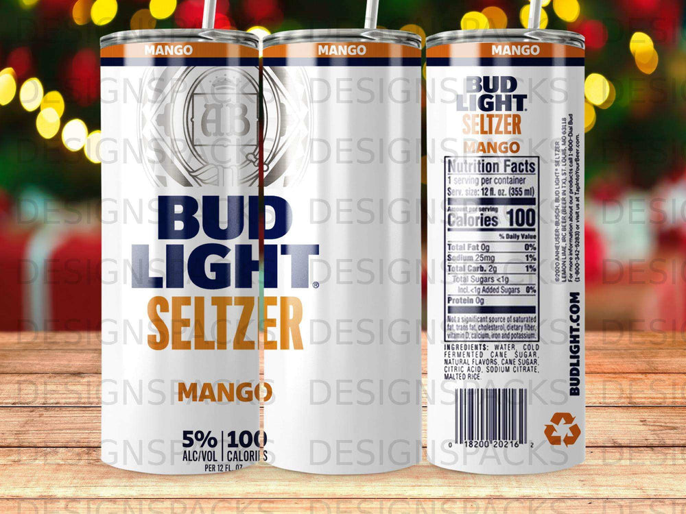 Bud Light Seltzer Mango can with nutrition facts and ingredients.