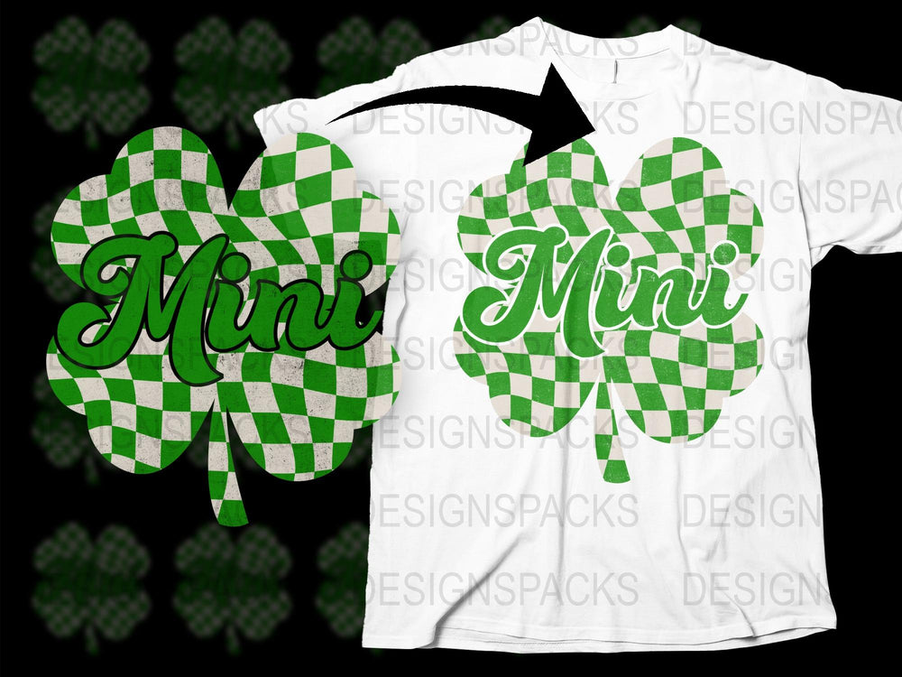 Green Plaid Mini Checkered Shamrock Pattern T-Shirt, St. Patrick's Day Graphic Tee, Irish Celebration Shirt