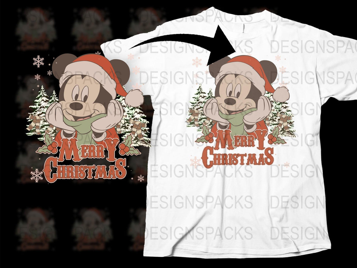Merry Christmas T-Shirt Santa Hat Monkey Snowflake Holiday Graphic Tee Unisex
