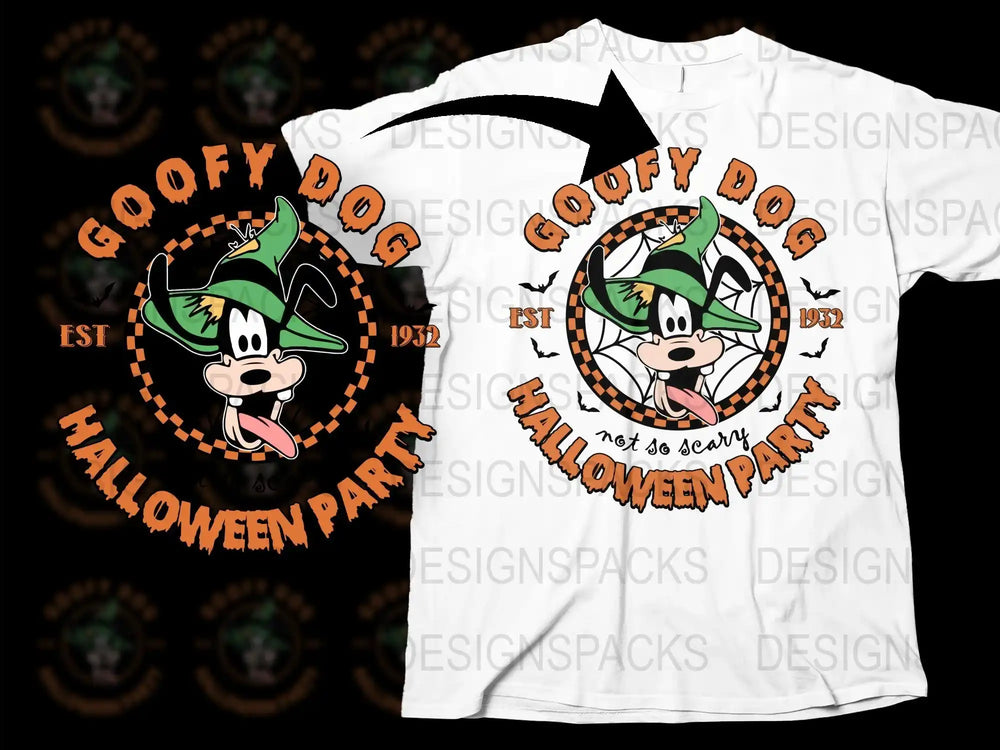 Goofy Dog Halloween Party T-Shirt, Cartoon Character Costume Tee, Kids and Adult Sizes, Fun Spooky Apparel 2023