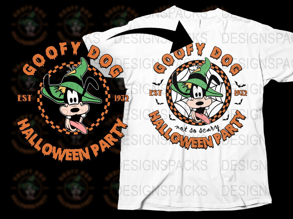 Goofy Dog Halloween Party T-Shirt, Cartoon Character Costume Tee, Kids and Adult Sizes, Fun Spooky Apparel 2023