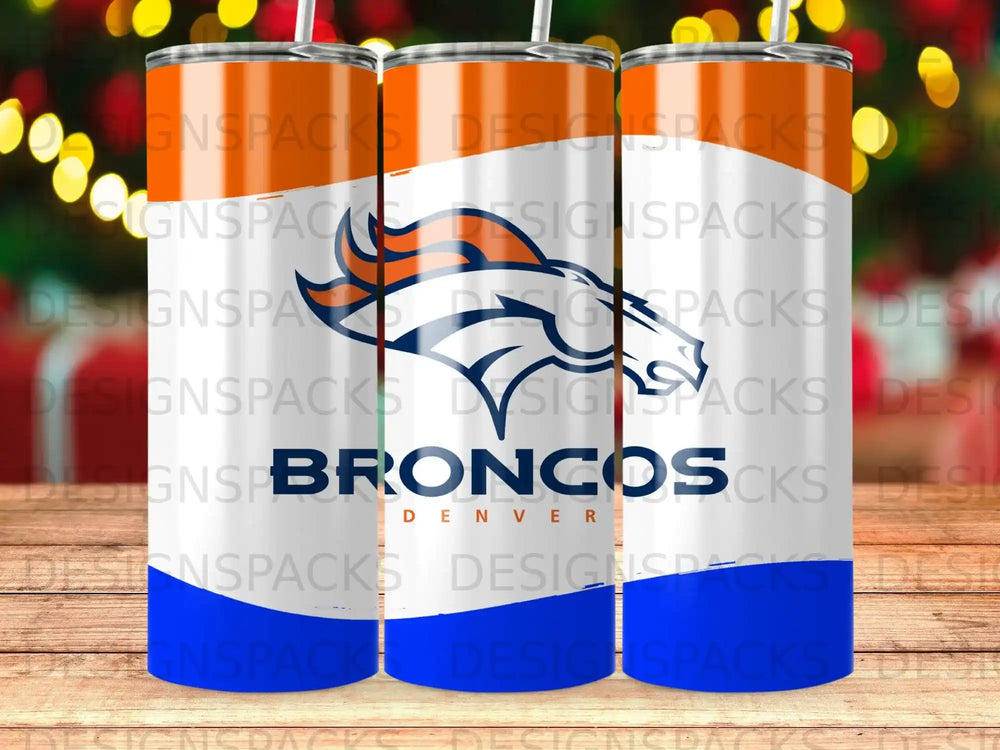 Denver Broncos Logo Orange Blue White Skinny Tumbler product type