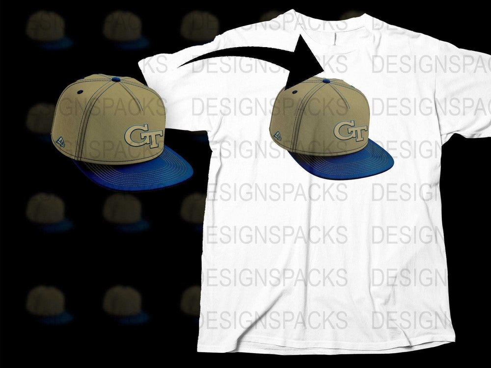 Georgia Tech Logo Snapback Cap, College Team Sports Hat, Blue Flat Brim Adjustable Cap