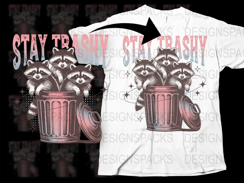 Stay Trashy Raccoon T-Shirt, Funny Wildlife Graphic Tee, Urban Animal Lovers Gift, Unisex Cotton Shirt