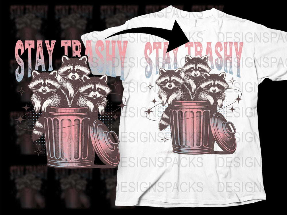 Stay Trashy Raccoon T-Shirt, Funny Wildlife Graphic Tee, Urban Animal Lovers Gift, Unisex Cotton Shirt