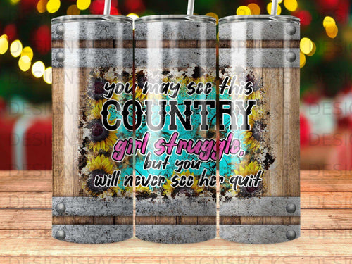 Tumbler with wood barrel design and quote 