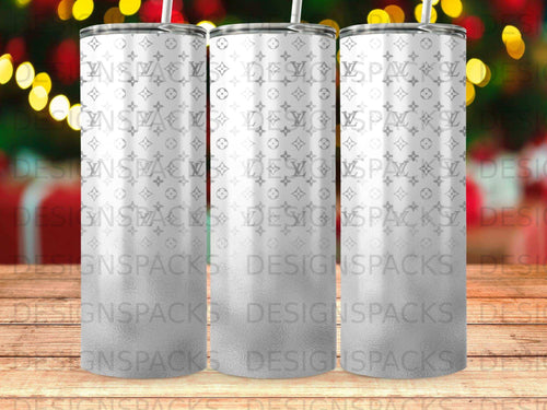 Elegant Silver White Gradient Pattern Monogram Tumbler product type