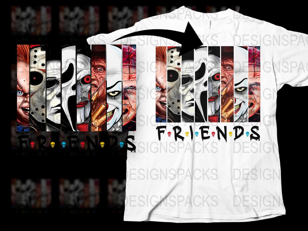 Horror Movie Collage T-Shirt, Classic Scary Characters Graphic Tee, Unisex Film Fan Apparel