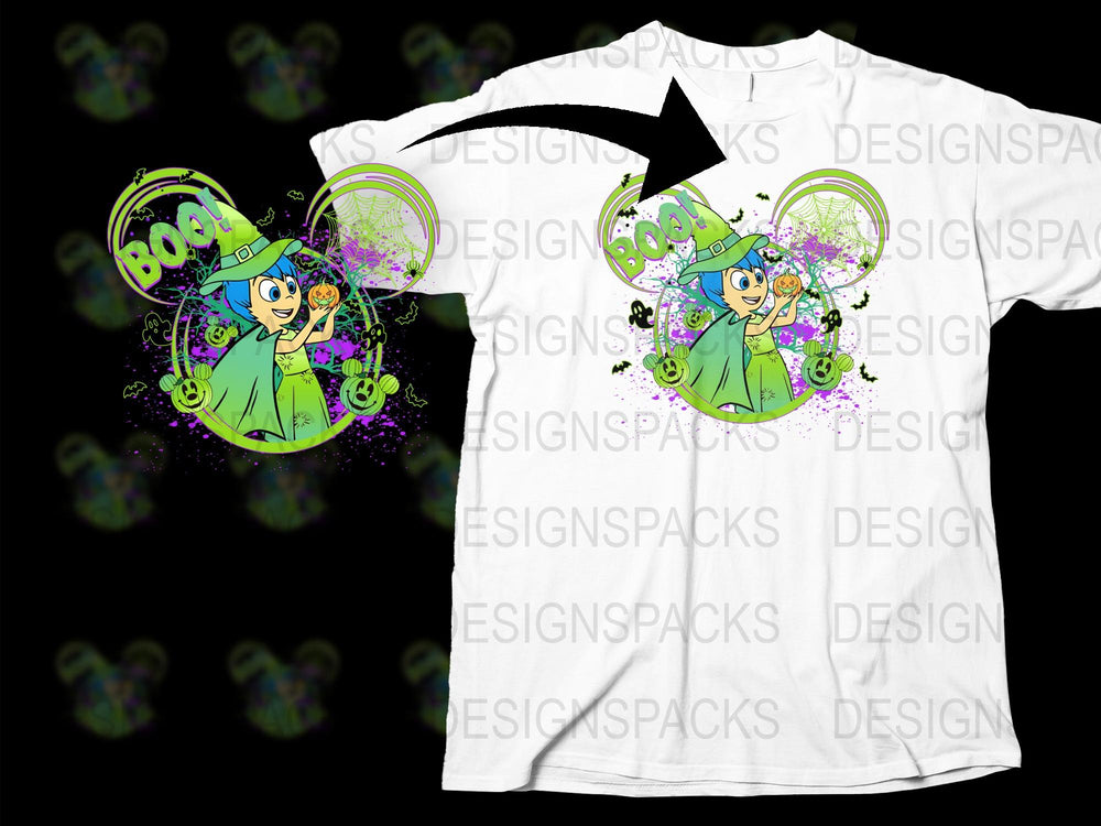 Kids Halloween T-Shirt, Cute Witch Cartoon, Boo Ghost, Colorful Youth Tee, Spooky Party Costume Apparel.