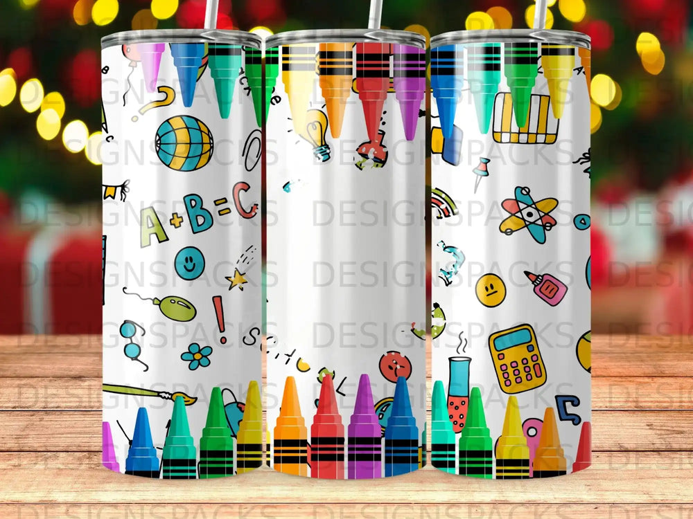 School Supplies Crayons Learning Design Tumbler product type