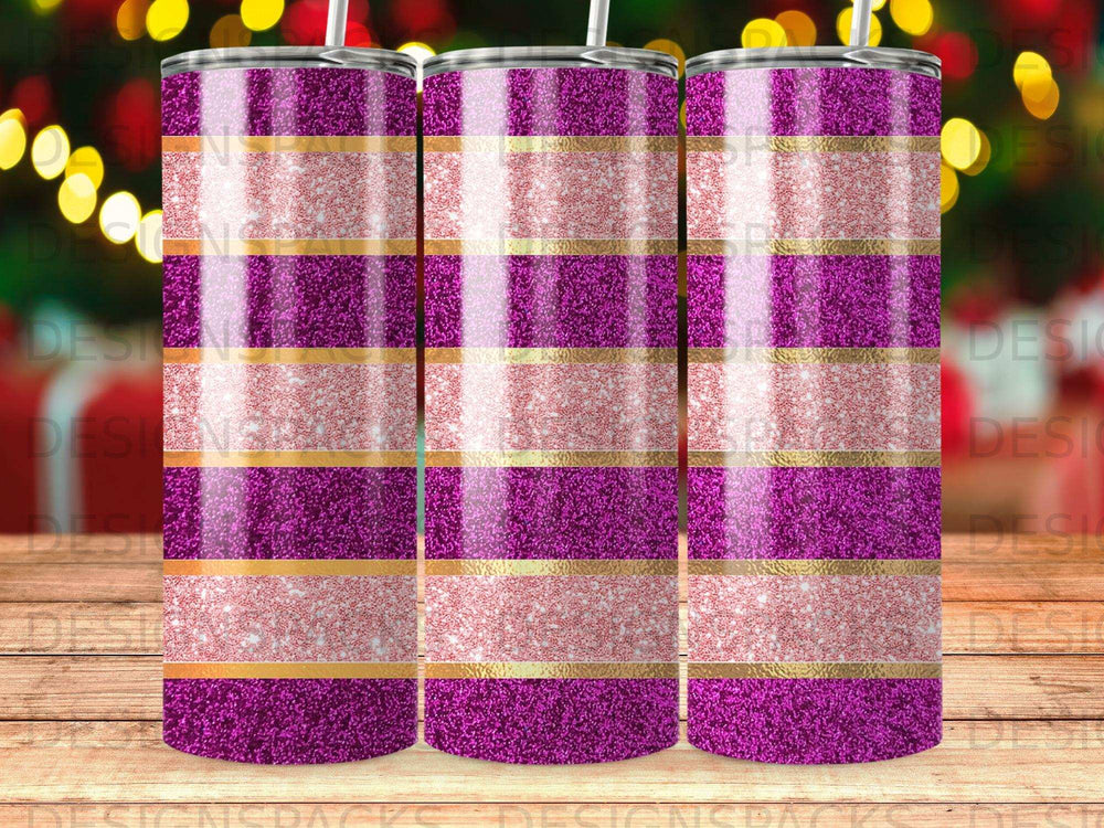 Fuchsia Rose Gold Glitter Stripes Tumbler product type