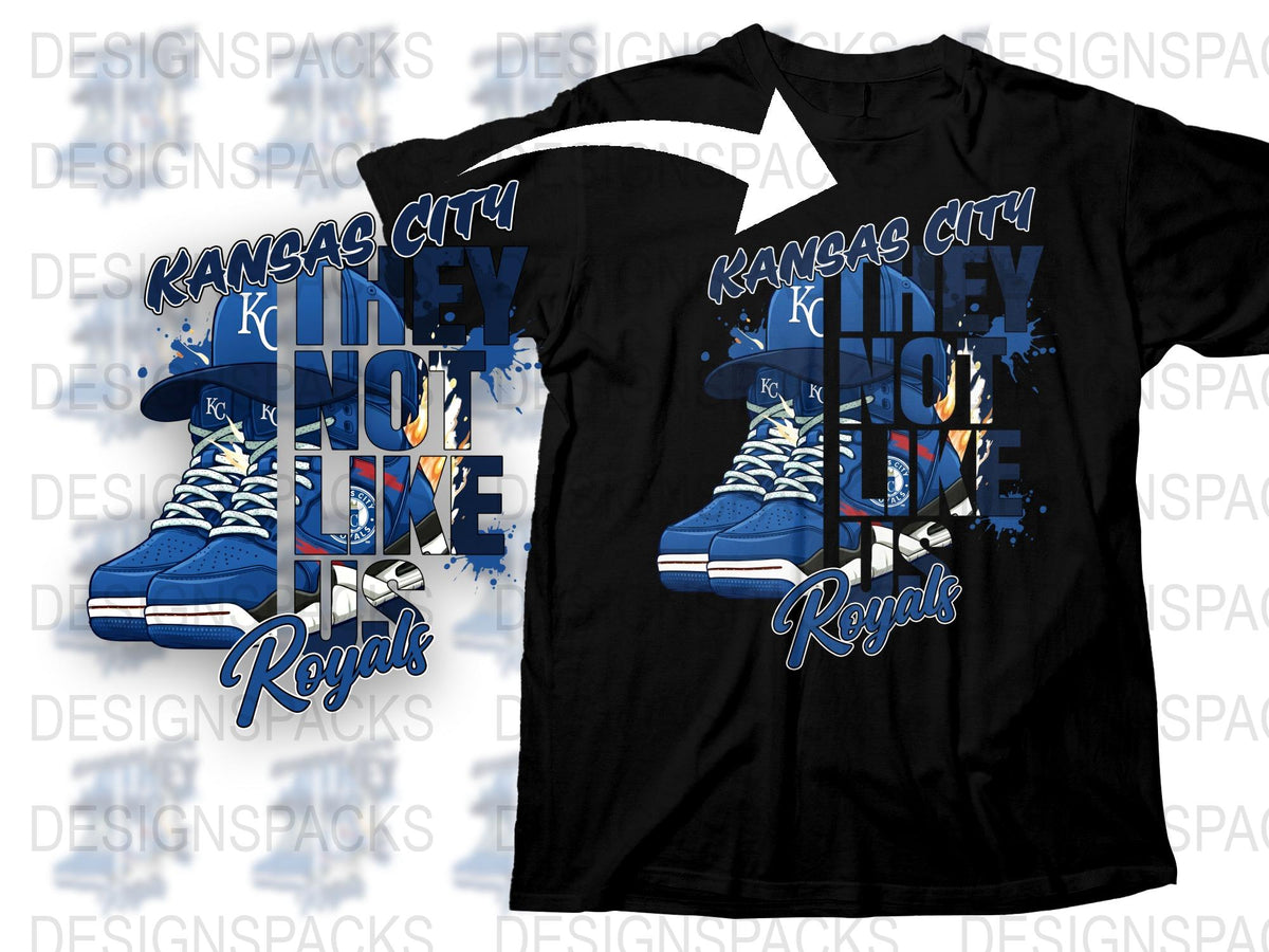 Kansas City Love Royals T-Shirt, Blue Basketball Sneakers Graphic Tee, Sports Fan Apparel