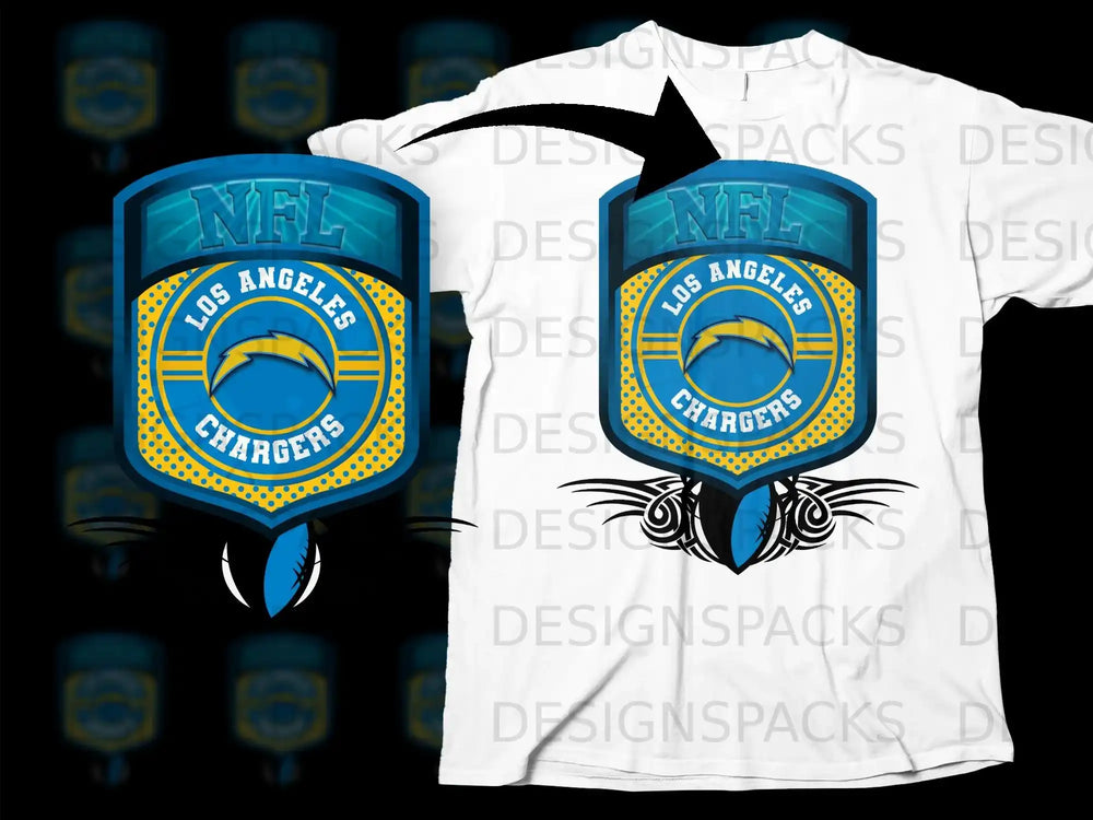 Los Angeles Chargers NFL Logo Shirt with Tribal Design