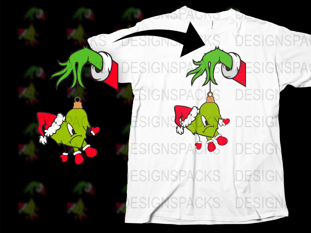 Grinch-Inspired Christmas T-Shirt, Funny Holiday Tee, Whimsical Santa Hat Design, Xmas Gift Idea