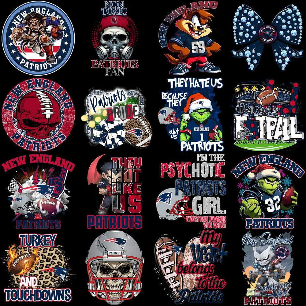 95 Mega Football Team New England Patriots Mixed V4 Designs Bundle PNG