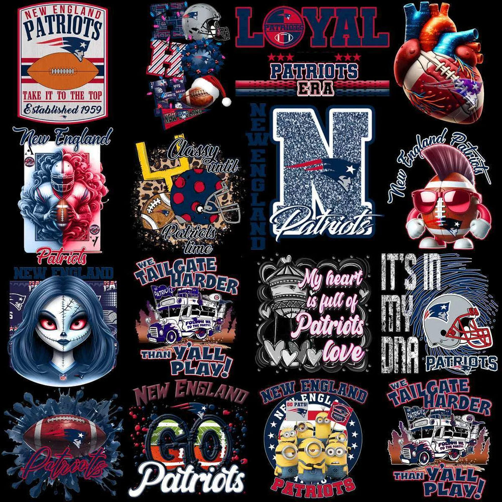 95 Mega Football Team New England Patriots Mixed V4 Designs Bundle PNG
