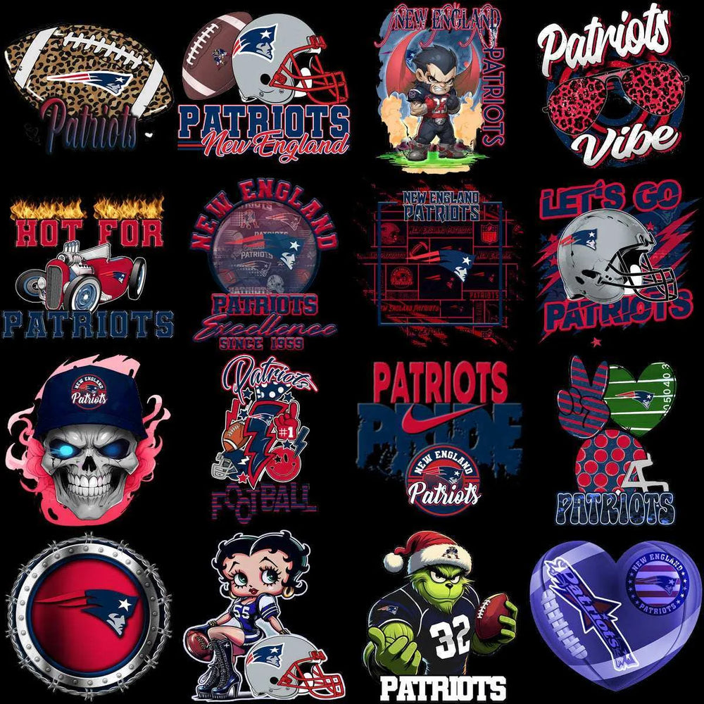 95 Mega Football Team New England Patriots Mixed V4 Designs Bundle PNG