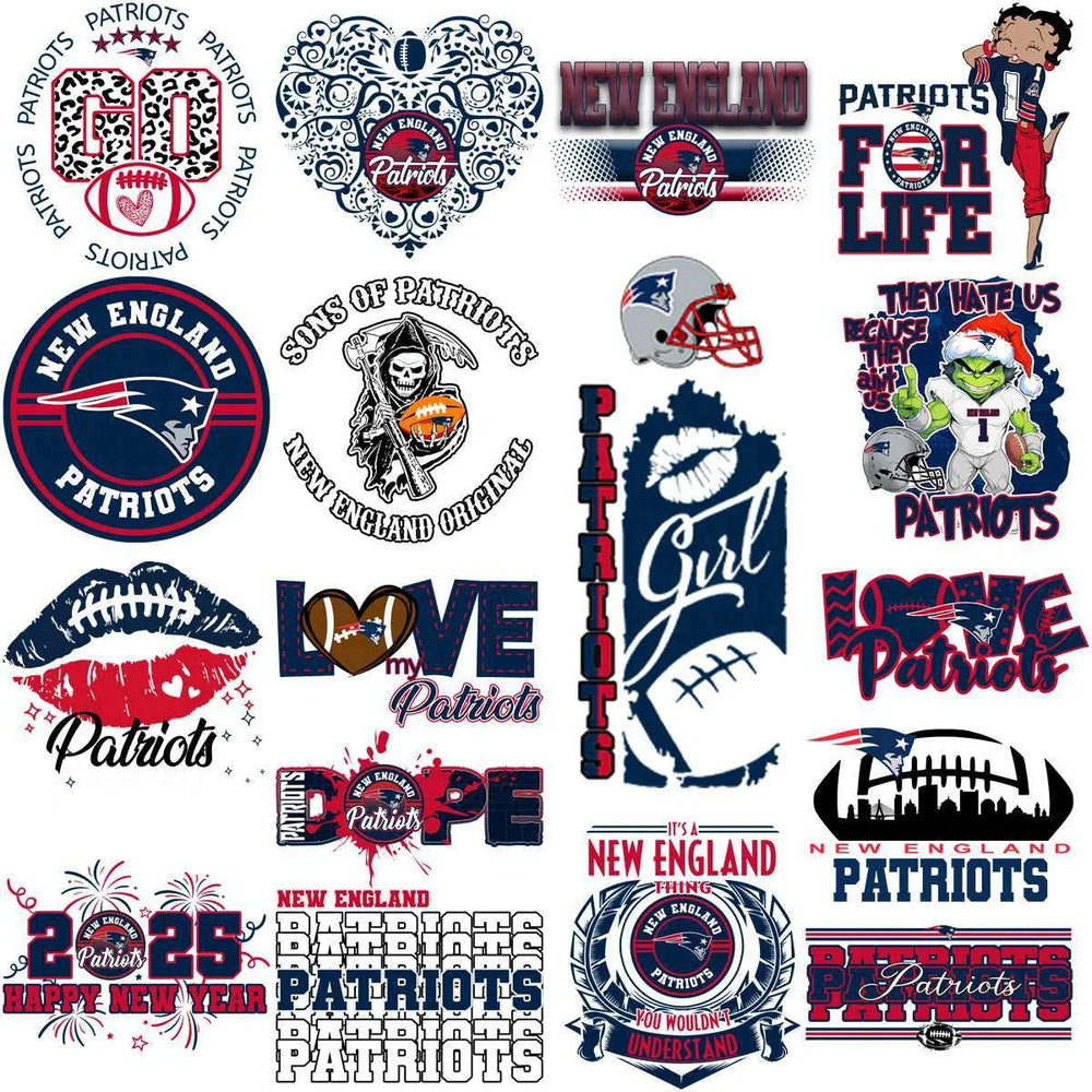 95 Mega Football Team New England Patriots Mixed V4 Designs Bundle PNG