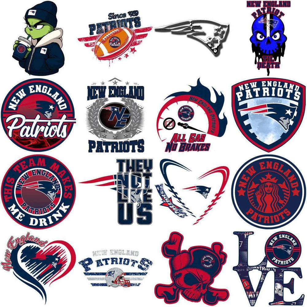 95 Mega Football Team New England Patriots Mixed V4 Designs Bundle PNG