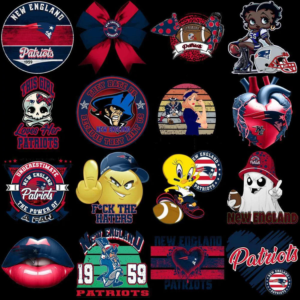 95 Mega Football Team New England Patriots Mixed V4 Designs Bundle PNG
