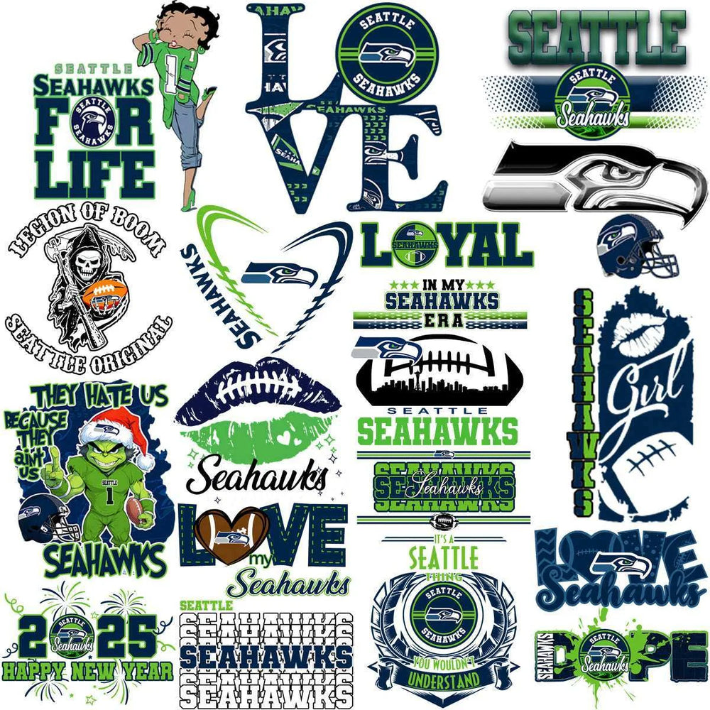 95 Mega Football Team Seattle Seahawks Mixed V4 Designs Bundle PNG