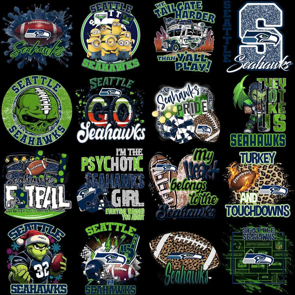 95 Mega Football Team Seattle Seahawks Mixed V4 Designs Bundle PNG