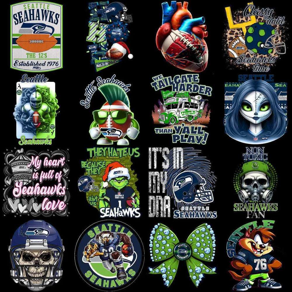 95 Mega Football Team Seattle Seahawks Mixed V4 Designs Bundle PNG