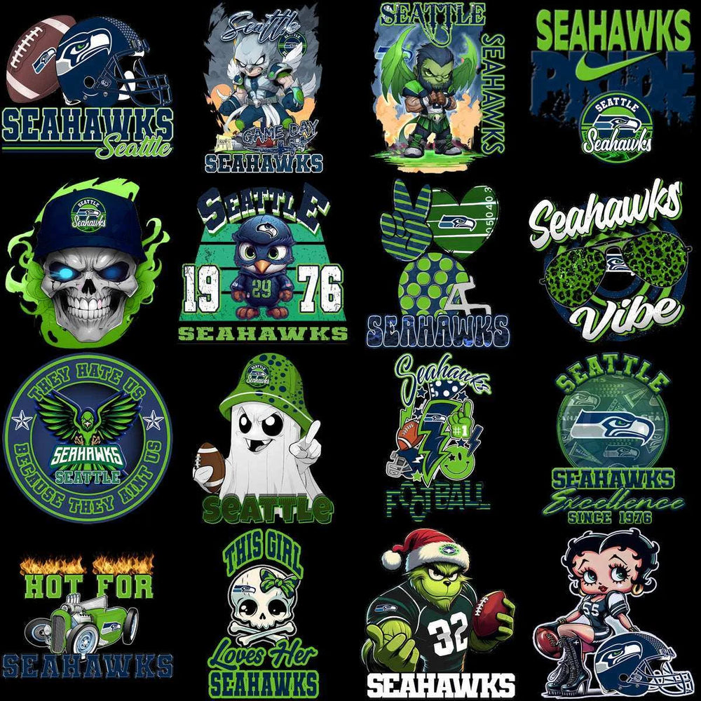 95 Mega Football Team Seattle Seahawks Mixed V4 Designs Bundle PNG