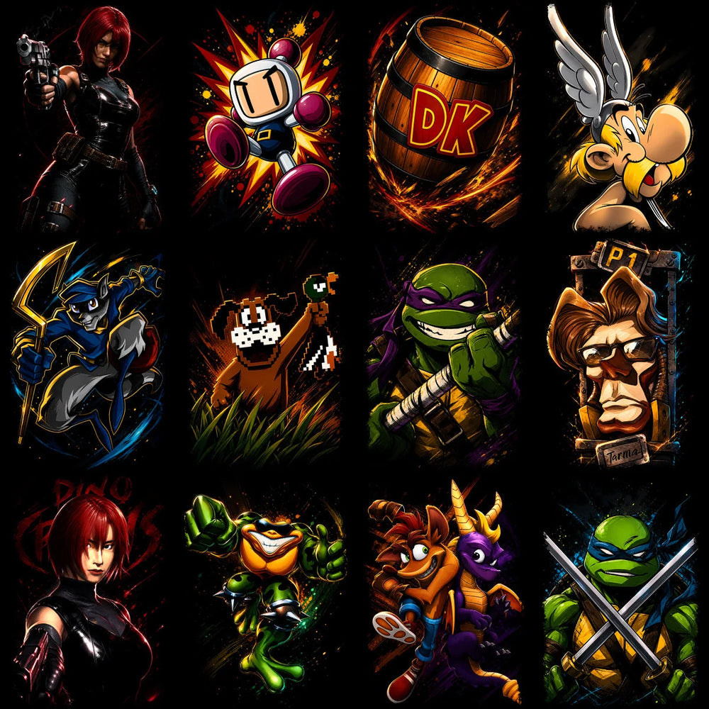 95 Mixed Legends Gaming V1 Streetwear Halftone Designs Bundle PNG