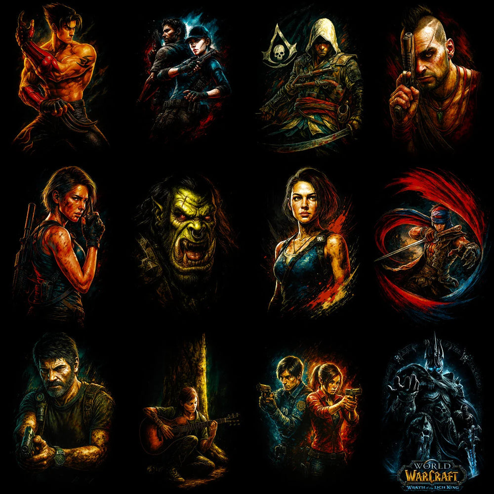 95 Mixed Legends Gaming V1 Streetwear Halftone Designs Bundle PNG