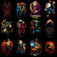 将图片加载到图库查看器中，95 Mixed Legends Gaming V1 Streetwear Halftone Designs Bundle PNG

