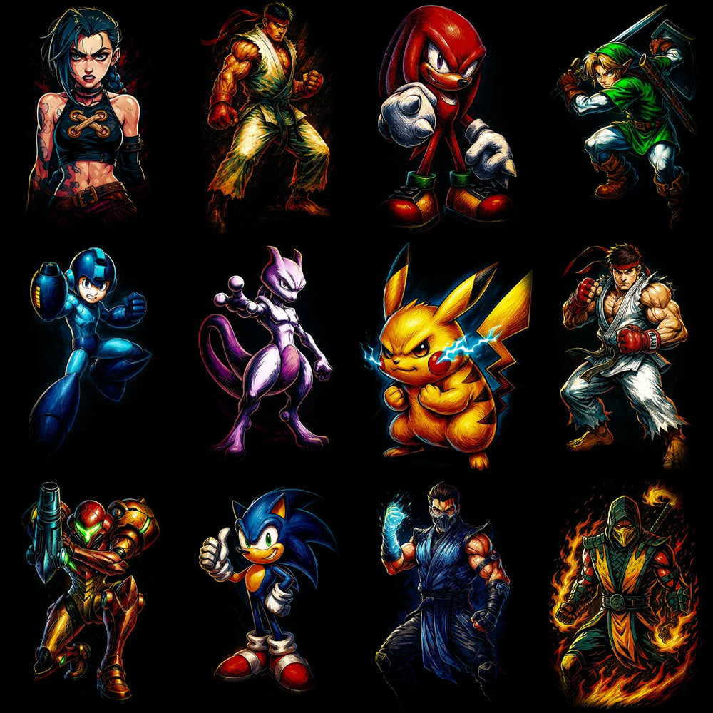 95 Mixed Legends Gaming V1 Streetwear Halftone Designs Bundle PNG