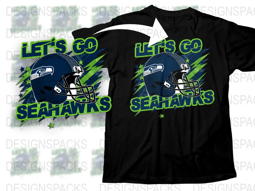 Seattle Football Team T-Shirt, Let's Go Seahawks Graphic Tee, Sports Fan Apparel