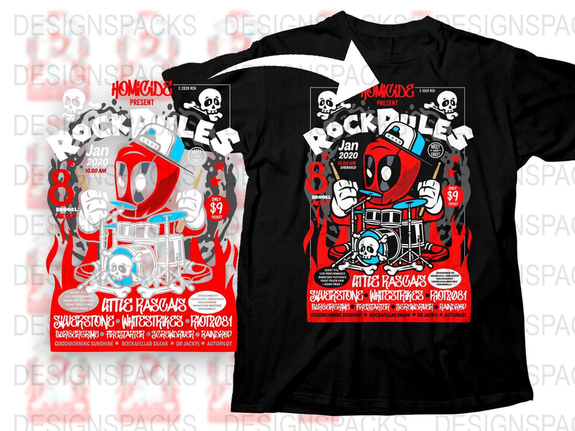 Deadpool Rock Poster Popculture Png Digital Download