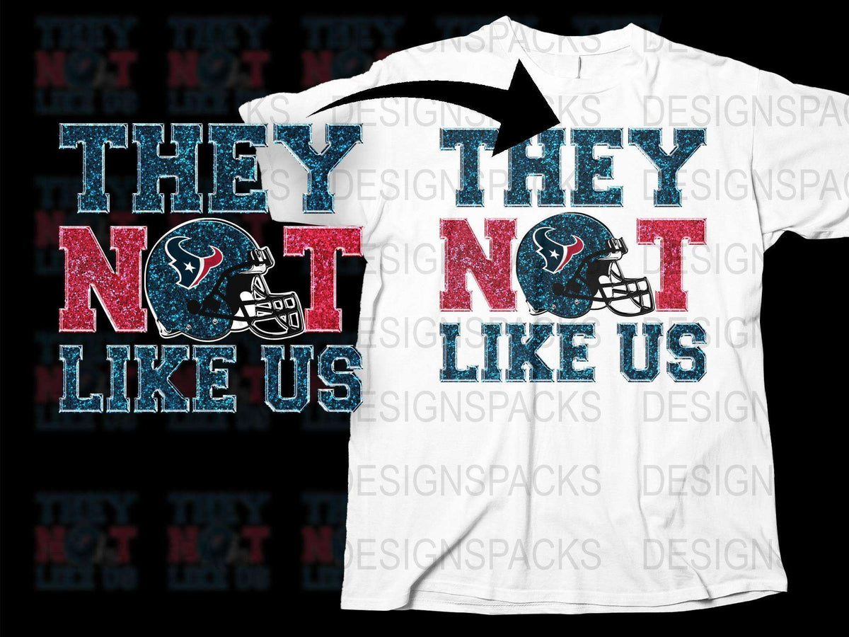 Houston Themed Football Rivalry T-Shirts, 'They Not Like Us' Slogan, Sports Fan Apparel