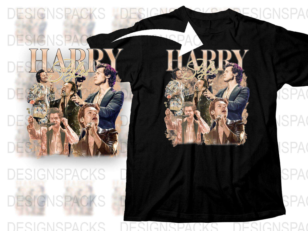 Harry Styles Concert Collage T-Shirt, Pop Music Fan Merchandise, Gift Idea for Fans, Unisex Black Tee