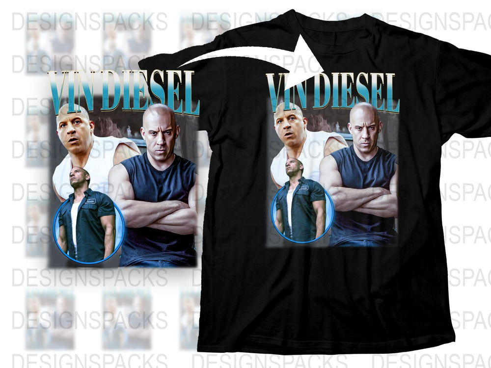Vin Diesel Inspired Graphic T-shirt, Action Movie Star Fan Tee, Casual Fashion Top, Unisex Clothing Gift