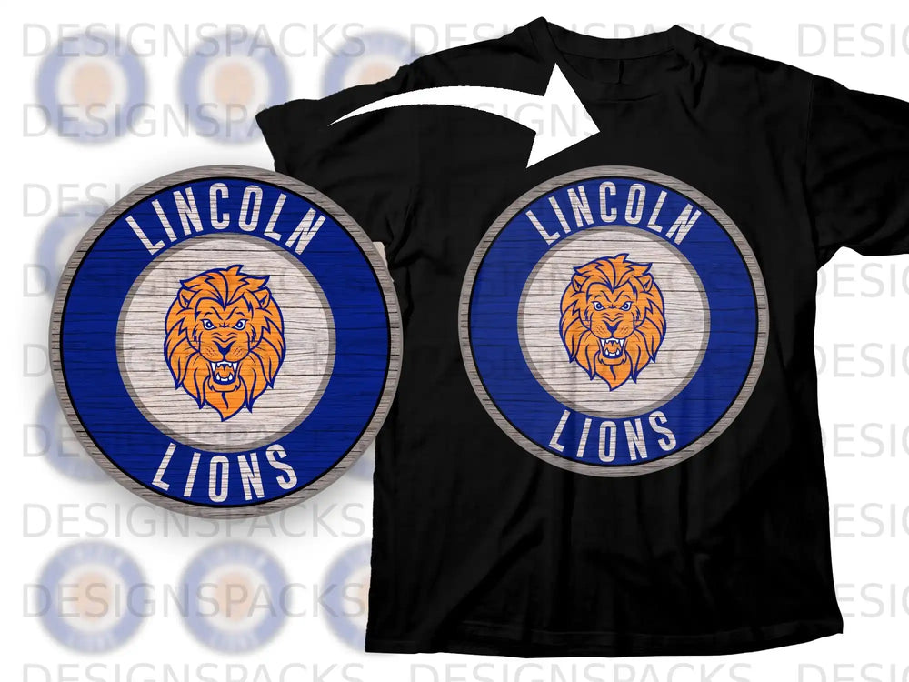 Lincoln Lions T-shirt with Fierce Lion Emblem Design