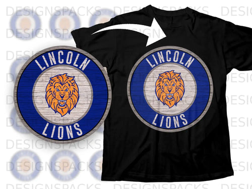 Lincoln Lions T-shirt with Fierce Lion Emblem Design