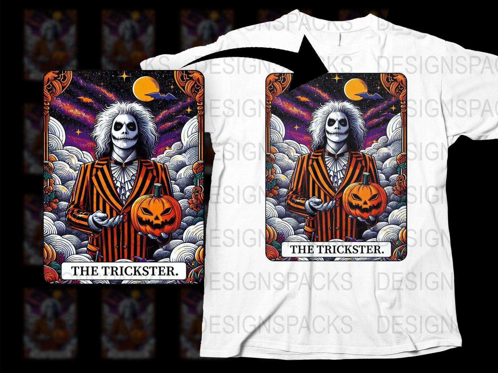 Halloween Skeleton Trickster T-Shirt, Spooky Full Moon Graphic Tee, Pumpkin Horror Shirt for All Ages
