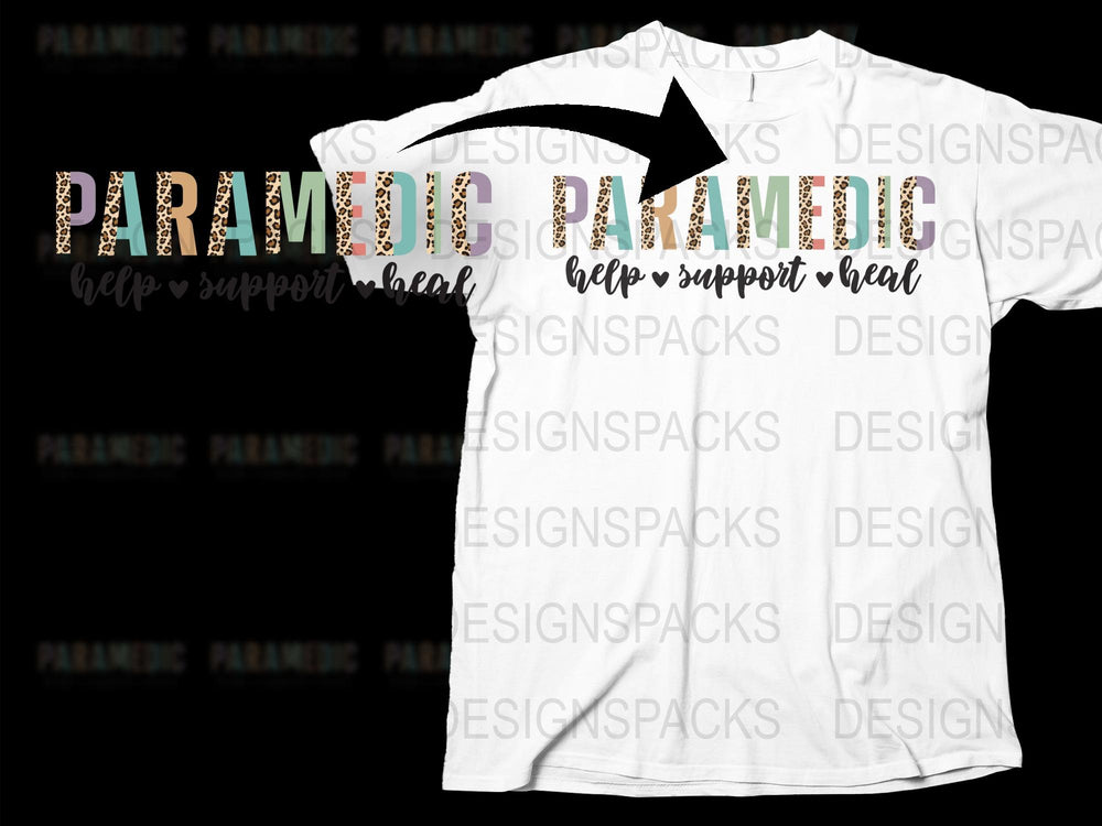 Paramedic Support Shirt, Leopard Print Text, Healthcare Hero Tee, Gift for First Responders