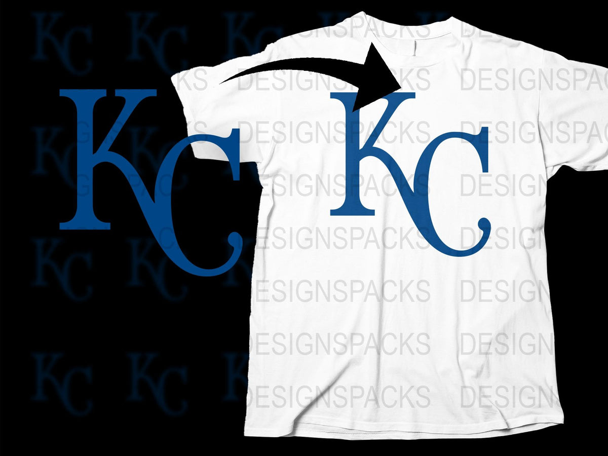 KC Monogram T-Shirt, Unisex White and Blue Graphic Tee, Casual Fashion, Sports Fan Wear