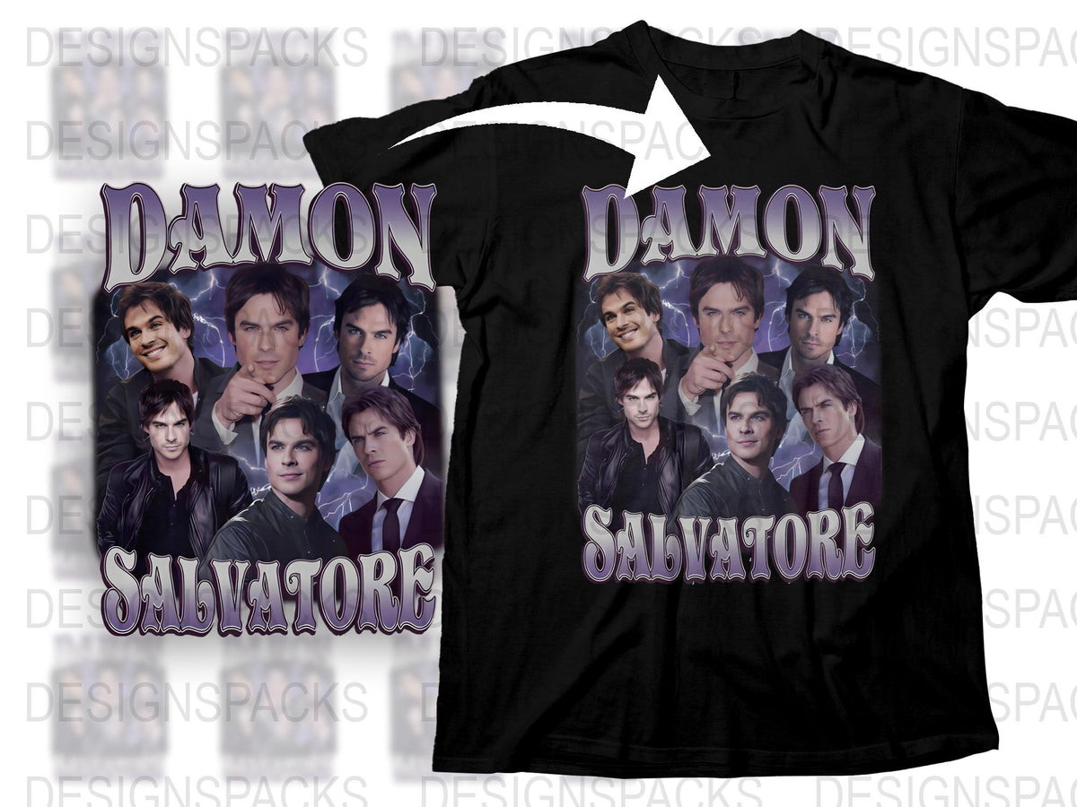 Damon Salvatore Vampire Themed T-Shirt, Multiple Poses, Fan Merchandise, Unisex Tee